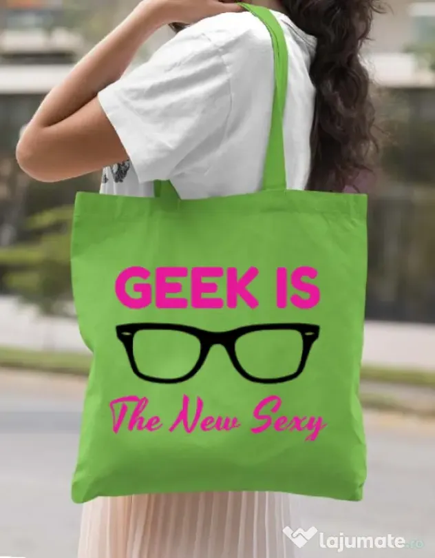 Sacosa din panza Geek is the new sexy Verde mar