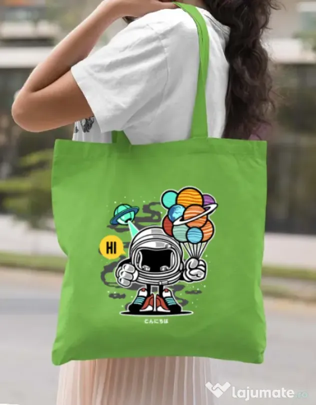 Sacosa din panza Gift From Outer Space Verde mar