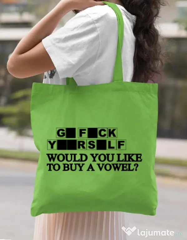 Sacosa din panza Go fuck yourself Verde mar