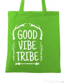 Sacosa din panza Good vibe tribe Verde mar