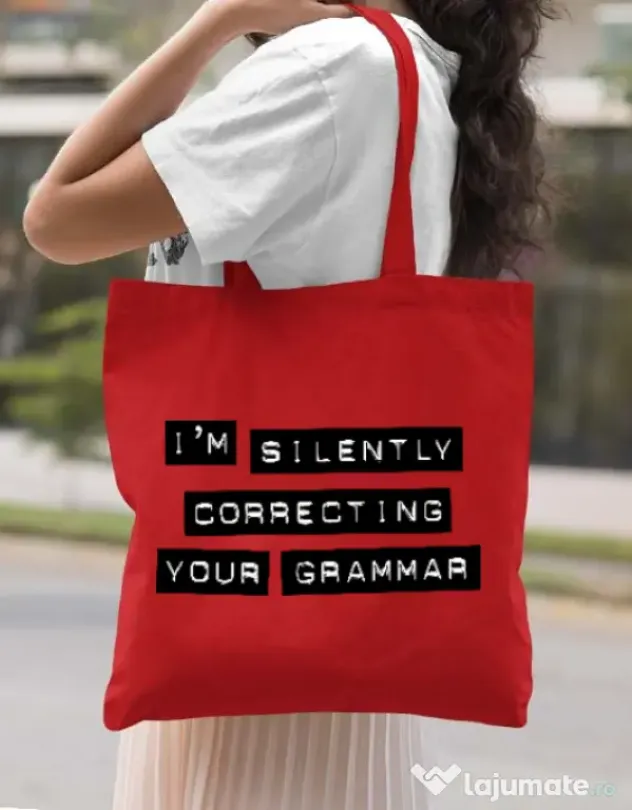 Sacosa din panza Grammar nazi Rosu