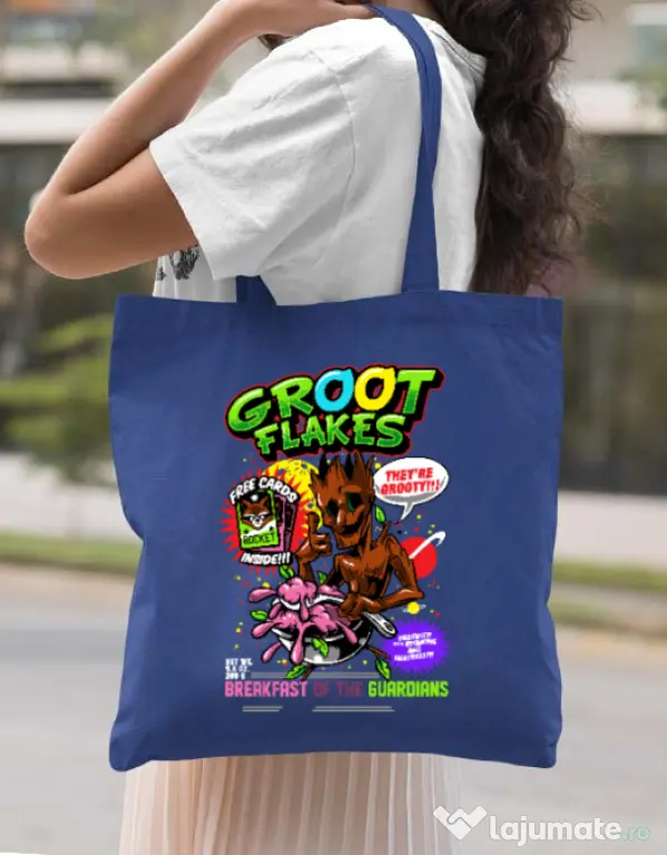 Sacosa din panza Groot flakes Albastru regal