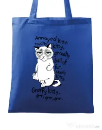 Sacosa din panza Grumpy kitty Albastru regal
