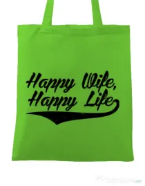 Sacosa din panza Happy life Verde mar