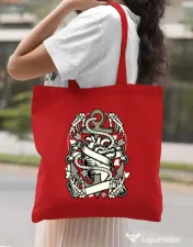 Sacosa din panza Heart and Anchor Rosu 