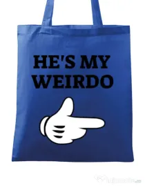 Sacosa din panza He's my weirdo Albastru regal