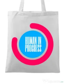 Sacosa din panza Human in progress Alb