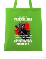 Sacosa din panza I am not a perfect man Verde mar