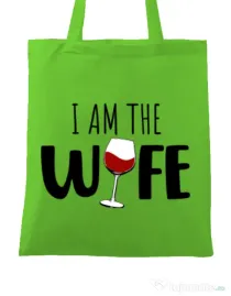 Sacosa din panza I am the wife Verde mar