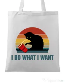 Sacosa din panza I do what i want Alb