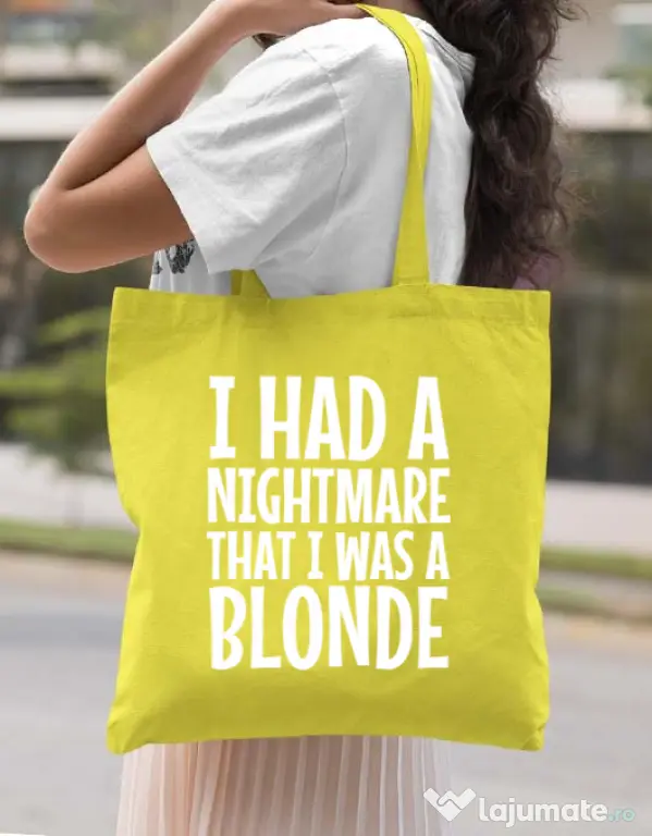 Sacosa din panza I had a nightmare Blonde Galben