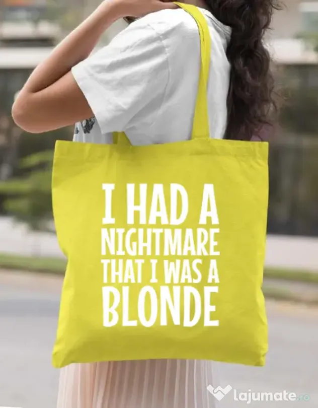Sacosa din panza I had a nightmare Blonde Galben