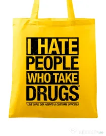 Sacosa din panza I hate people who take drugs Galben