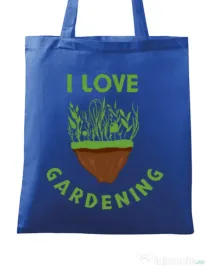 Sacosa din panza I love gardening Albastru regal