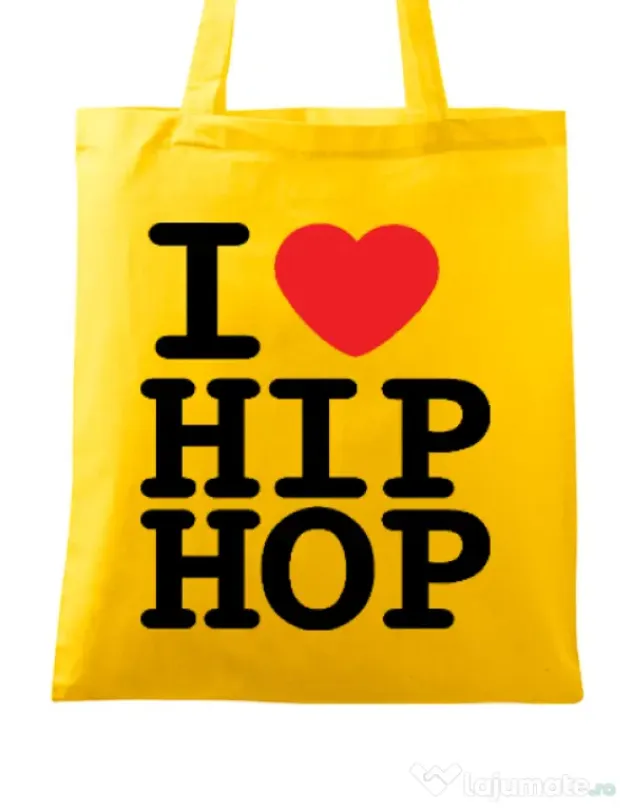 Sacosa din panza I love hip hop Galben
