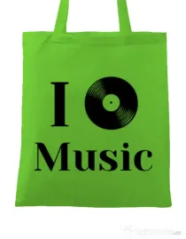Sacosa din panza I love music Verde mar