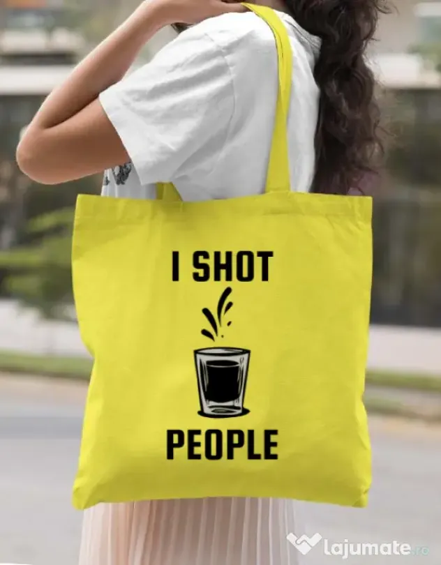 Sacosa din panza I shot people Galben