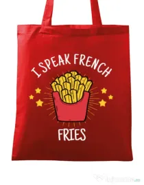 Sacosa din panza I speak french Rosu