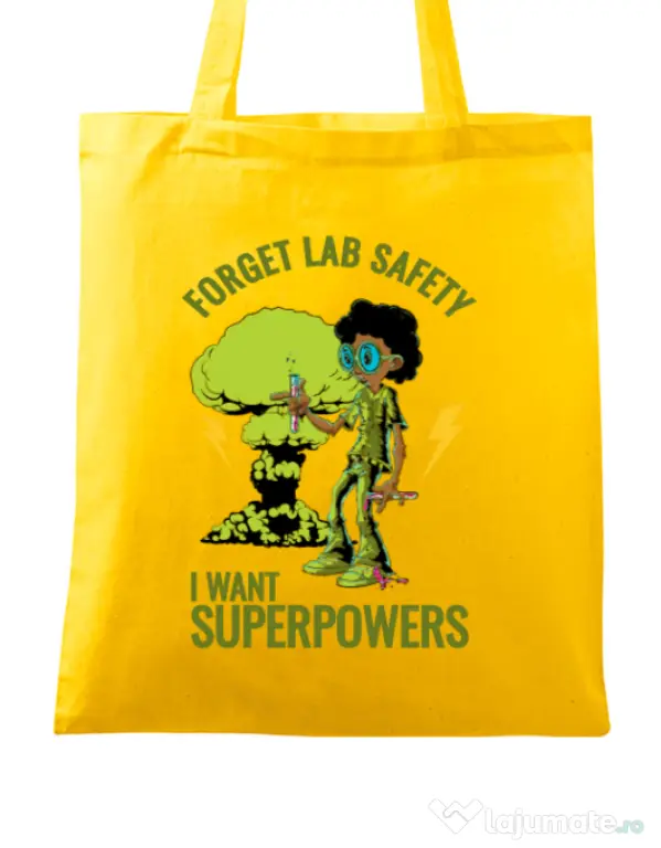 Sacosa din panza I want superpowers Galben