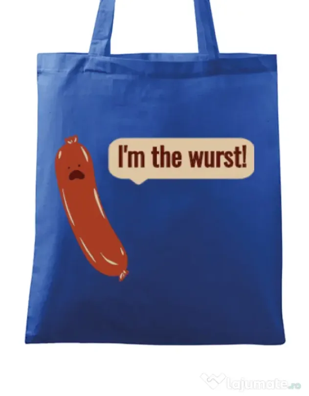 Sacosa din panza I’m the wurst Albastru regal