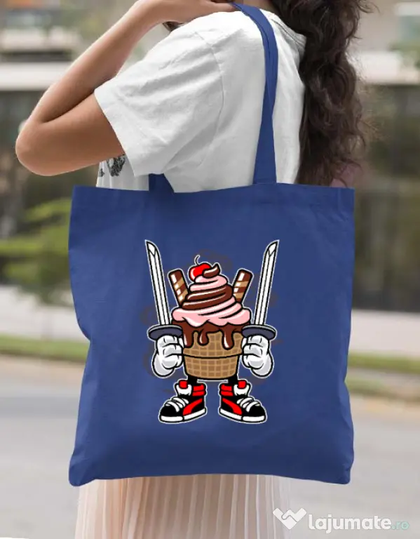 Sacosa din panza Ice Cream Ninja Albastru regal