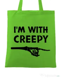 Sacosa din panza I'm with creepy Verde mar