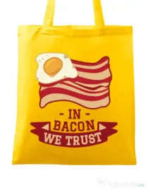 Sacosa din panza In bacon we trust Galben