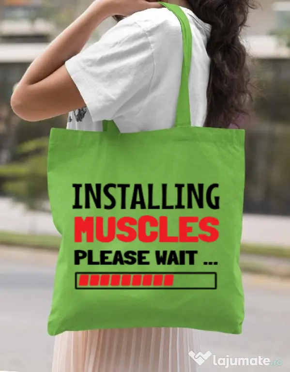 Sacosa din panza Installing Muscles Verde mar