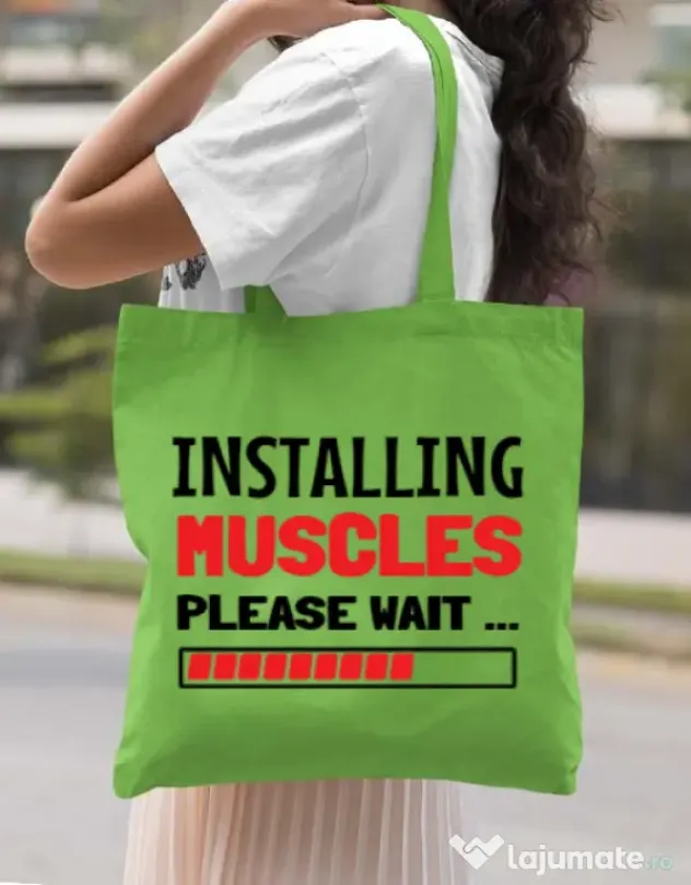 Sacosa din panza Installing Muscles Verde mar