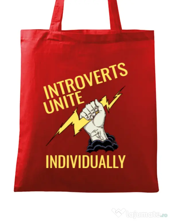 Sacosa din panza Introverts unite Rosu