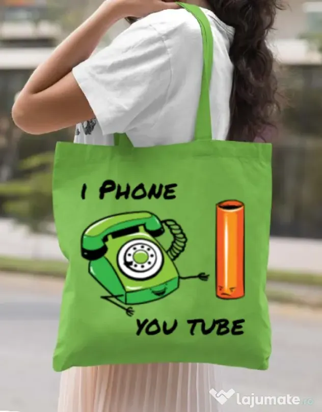 Sacosa din panza Iphone youtube Verde mar