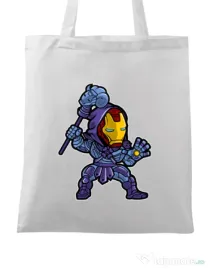Sacosa din panza Iron Skeletor Alb