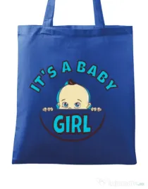 Sacosa din panza It’s a baby girl Albastru regal