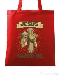 Sacosa din panza Jesus Saved Me Rosu