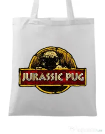 Sacosa din panza Jurassic Pug Alb