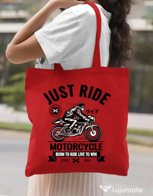 Sacosa din panza Just ride Rosu