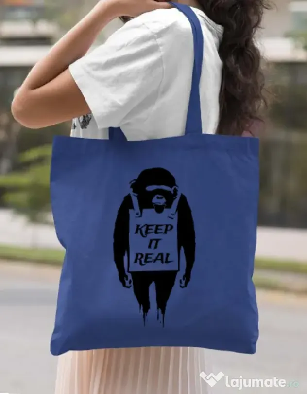 Sacosa din panza Keep it real Albastru regal