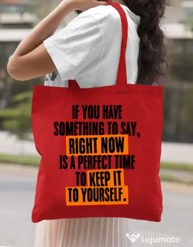Sacosa din panza Keep it to yourself Rosu