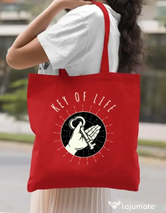Sacosa din panza Key Of Life Rosu
