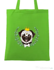 Sacosa din panza King Of Pug Verde mar