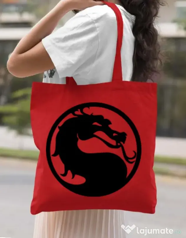 Sacosa din panza Kombat time Rosu