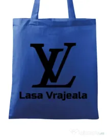 Sacosa din panza Lasa vrajeala Albastru regal