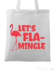 Sacosa din panza Let’s flamingle Alb