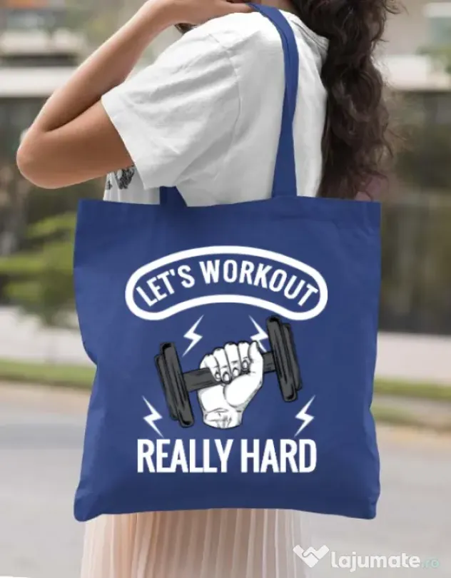 Sacosa din panza Let’s workout Albastru regal
