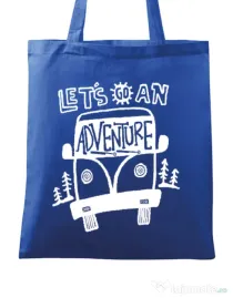 Sacosa din panza Lets Go an Adventure Albastru regal