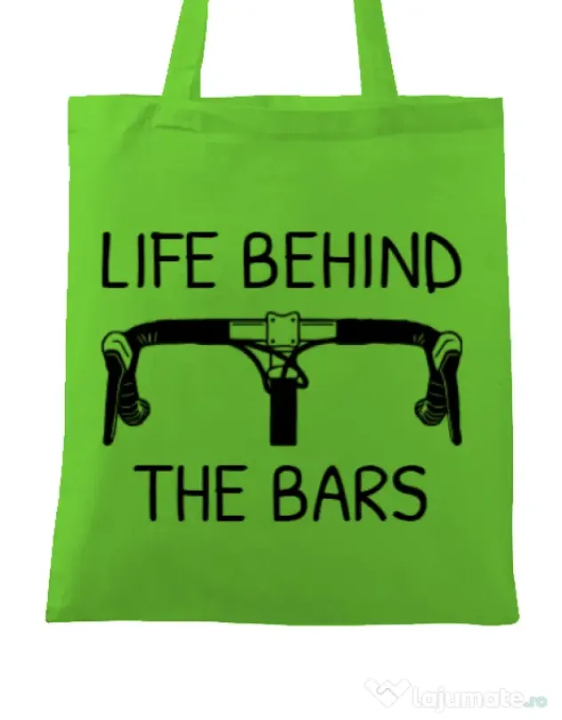 Sacosa din panza Life behind the bars Verde mar