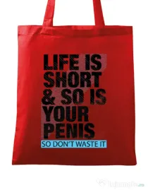 Sacosa din panza Life is short Rosu