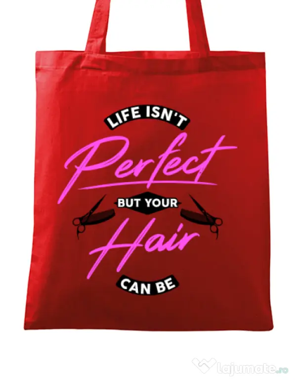 Sacosa din panza Life isnt perfect Rosu
