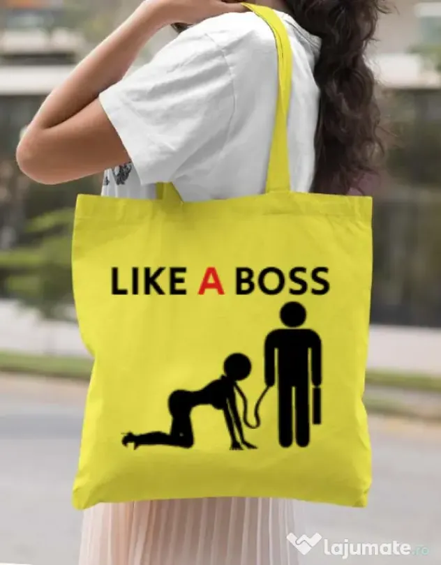 Sacosa din panza Like a boss Galben