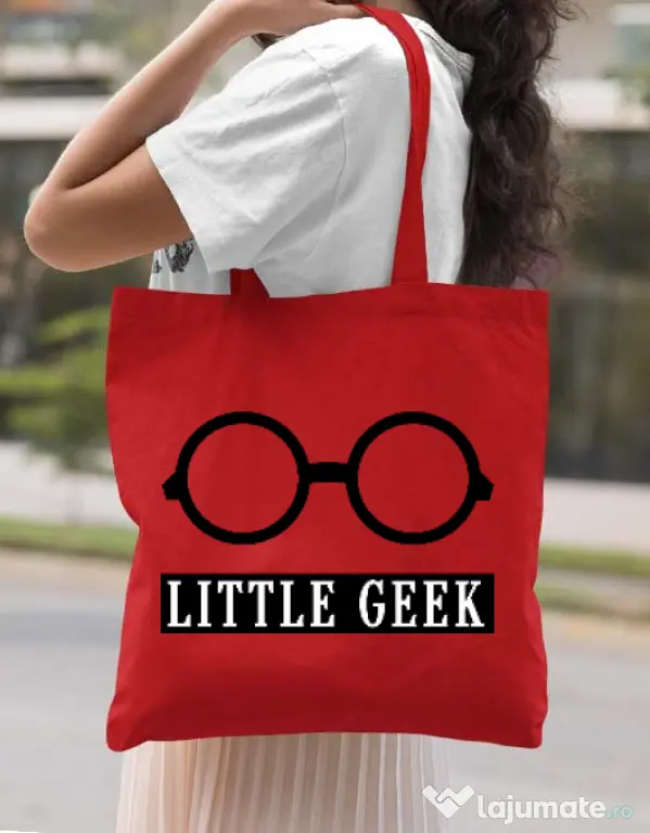 Sacosa din panza Little geek Rosu